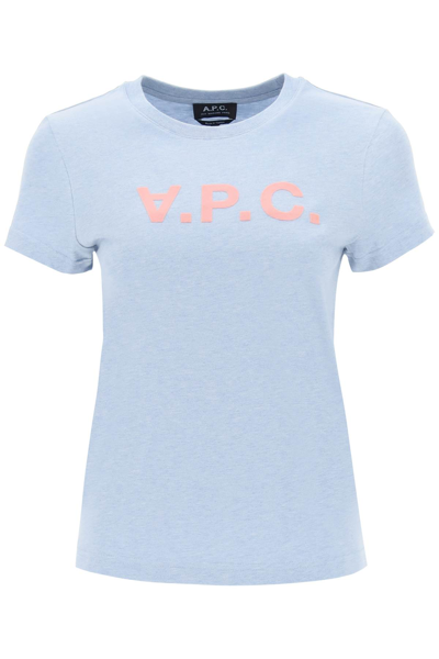 Shop Apc V.p.c. Logo T-shirt In Indigo Delave (light Blue)