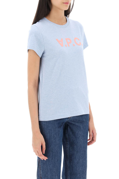 Shop Apc V.p.c. Logo T-shirt In Indigo Delave (light Blue)