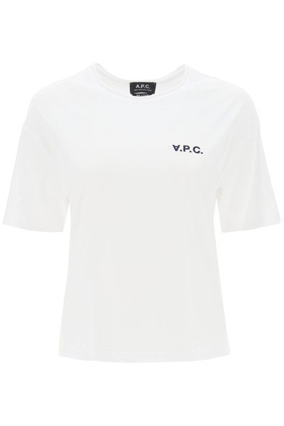 Shop Apc Carol Boxy T-shirt With Logo Print In Blanc (white)