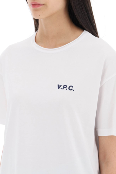 Shop Apc Carol Boxy T-shirt With Logo Print In Blanc (white)