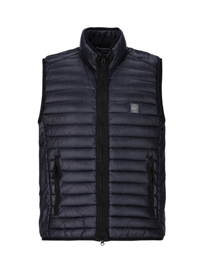 Shop Stone Island Logo Patch Puffer Vest In Navy
