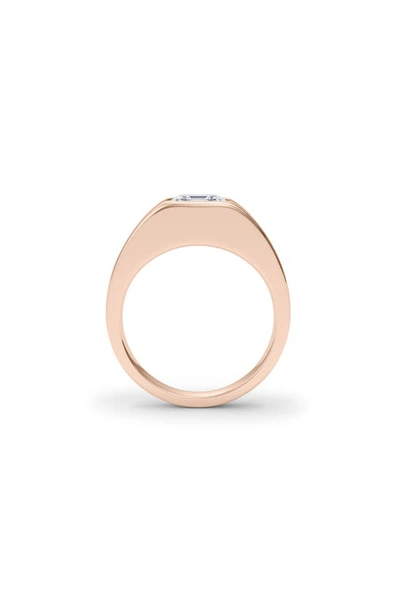 Hautecarat Asscher Cut Lab Created Diamond Signet Ring In 18k Rose Gold