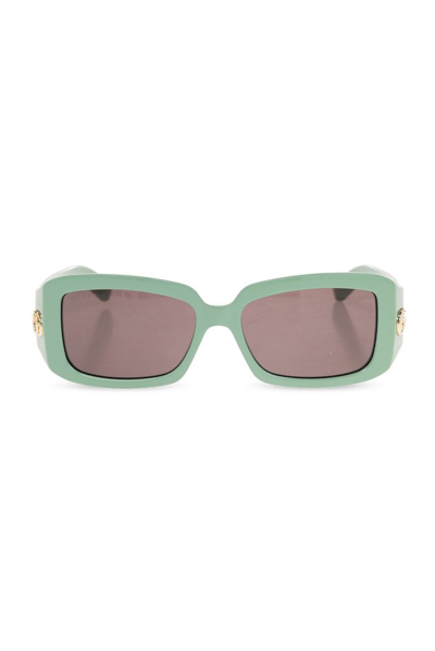 Shop Gucci Eyewear Rectangular Frame Sunglasses In Green