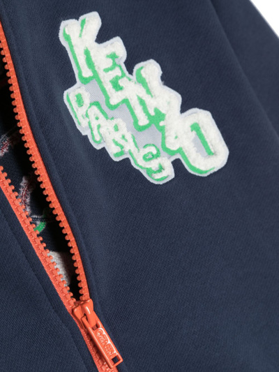 Shop Kenzo Logo-patch Zip-up Sweatshirt In Blue
