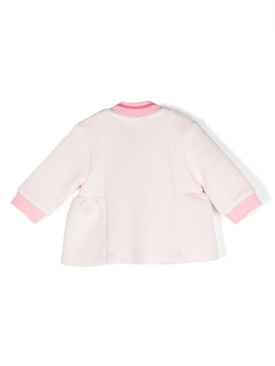 Shop Bosswear Stripe-collar Piqué Cardigan In Pink