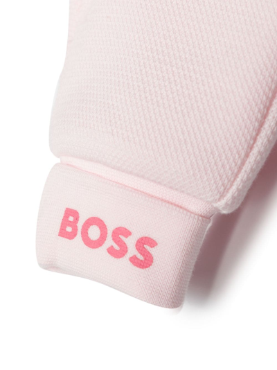 Shop Bosswear Logo-print Piqué Trousers In Pink