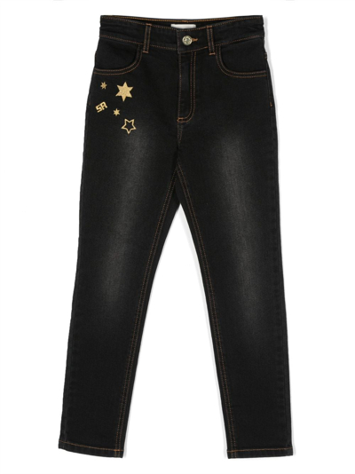 Shop Sonia Rykiel Enfant Stonewashed Straight-leg Jeans In Black