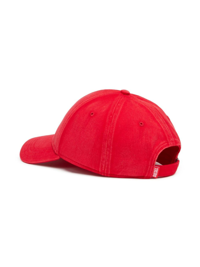 Shop Diesel C-run-wash Logo-embroidered Cap In Red
