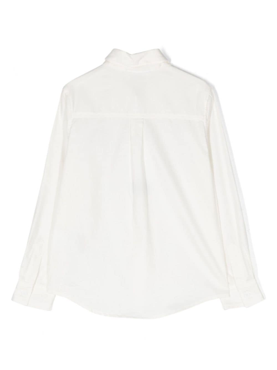 Shop Kenzo Logo-patch Cotton Shirt In White