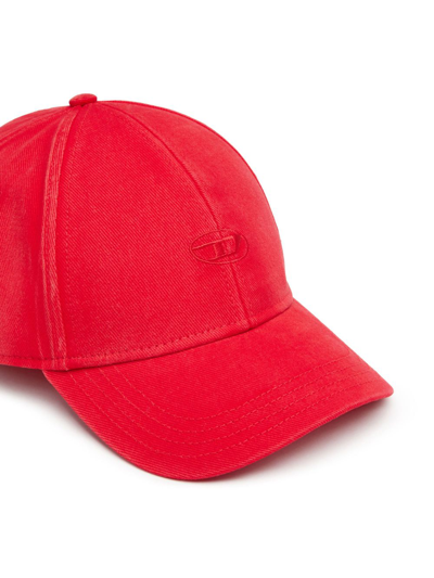 Shop Diesel C-run-wash Logo-embroidered Cap In Red