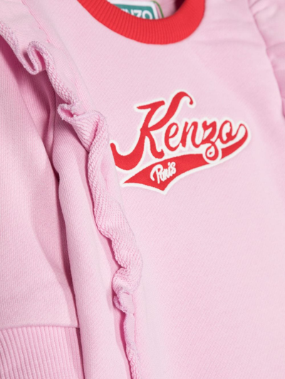 Shop Kenzo Embroidered-logo Cotton Dress In Pink