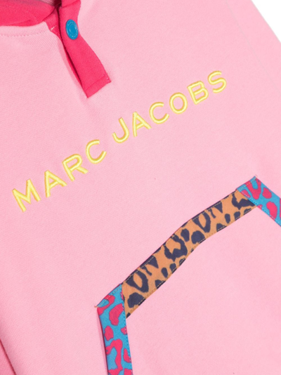 Shop Marc Jacobs Logo-embroidered Hooded Cotton Dress In Pink