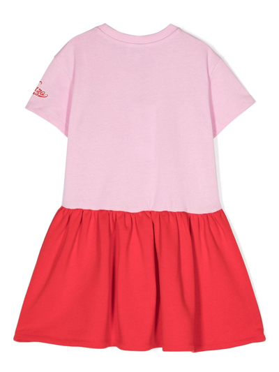 Shop Kenzo Logo-print Two-tone Dress In Pink