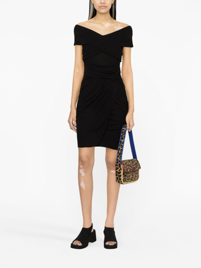 Shop Diane Von Furstenberg Off-shoulder Draped Mini Dress In Black
