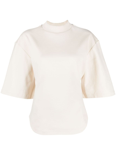 Shop Attico Open-back Cotton T-shirt In Neutrals