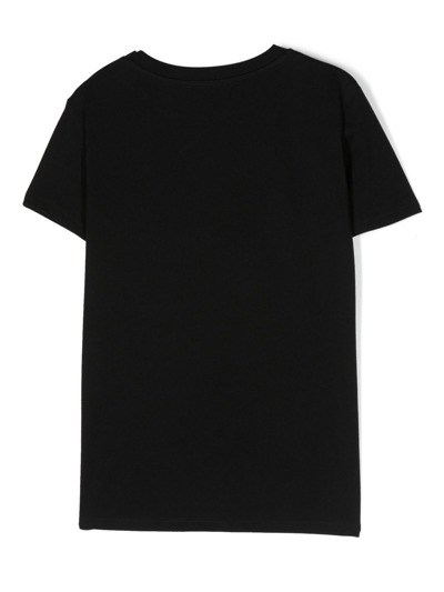 Shop Balmain Logo-print Cotton T-shirt In Black