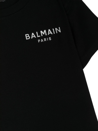 Shop Balmain Logo-print Cotton T-shirt In Black