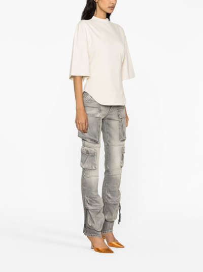 Attico Open-back Cotton T-shirt In Neutrals