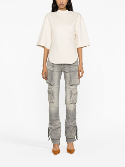Attico Open-back Cotton T-shirt In Neutrals