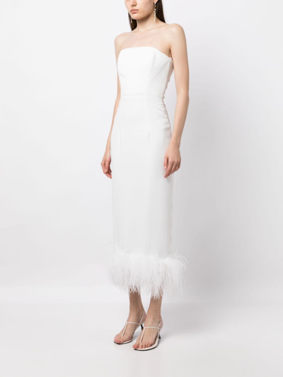 Shop 16arlington Minelli Feather-trim Midi Dress In White