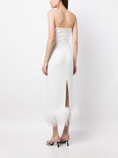 16arlington Women's Minelli Feather-trimmed Crepe Strapless Midi Dress In White