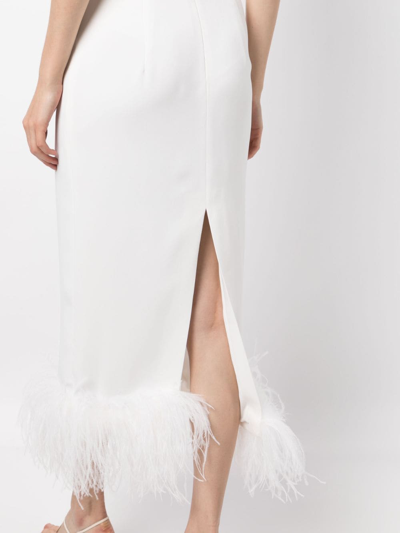 Shop 16arlington Minelli Feather-trim Midi Dress In White