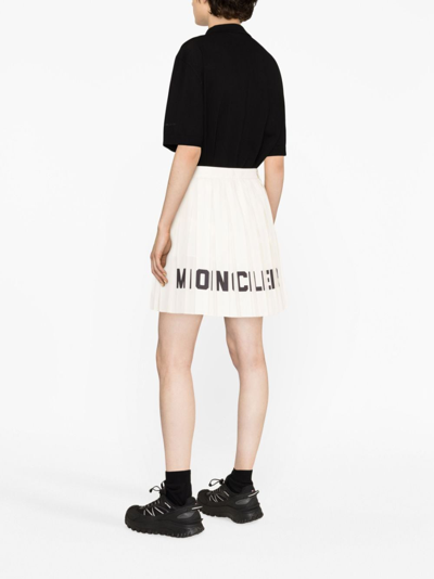 Shop Moncler Pleated Taffeta Skirt In Neutrals