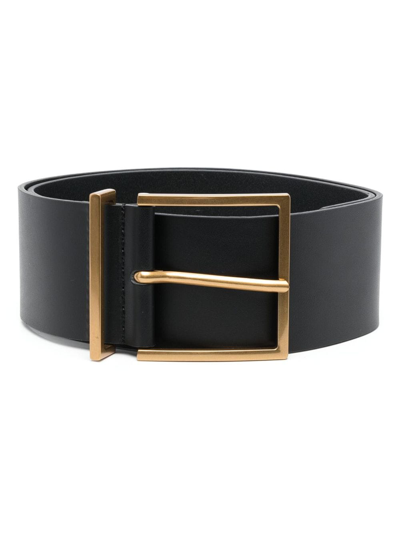 Shop Sandro Wide Leather Belt In Black