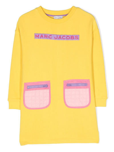 Shop Marc Jacobs Logo-patch Cotton Dress In Yellow