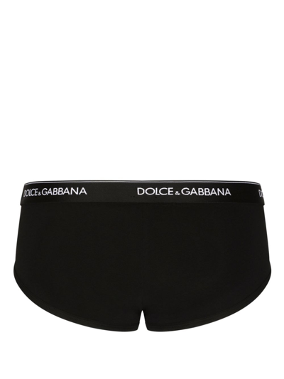 Shop Dolce & Gabbana Logo-waistband Cotton Boxers In Black