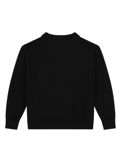 Dolce & Gabbana Logo-plaque Virgin-wool Sweatshirt In Black