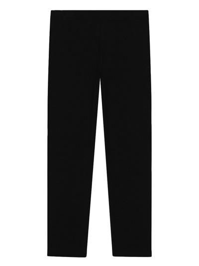 Shop Dolce & Gabbana Logo-plaque Stretch-wool Leggings In Black