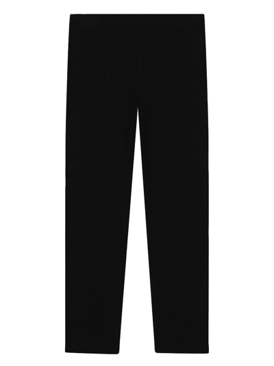 Dolce & Gabbana Logo-plaque Stretch-wool Leggings In Black