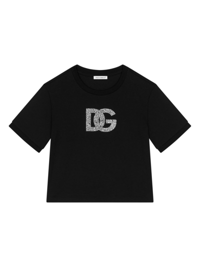 Shop Dolce & Gabbana Logo-embellished Cotton T-shirt In Black