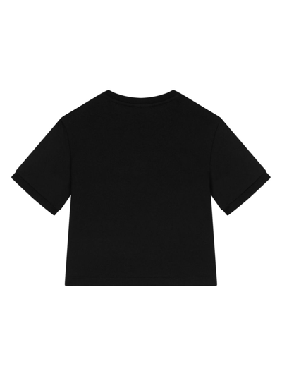 Dolce & Gabbana Embellished Logo Cotton Jersey T-shirt In Black
