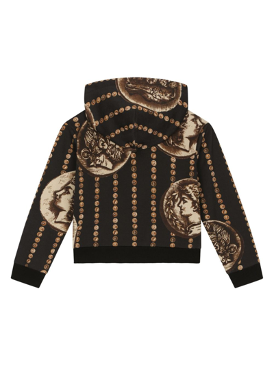Shop Dolce & Gabbana Coin-print Cotton Hoodie In Brown