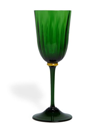 Shop La Doublej Rainbow Murano Wine Glasses (set Of 2) In Green