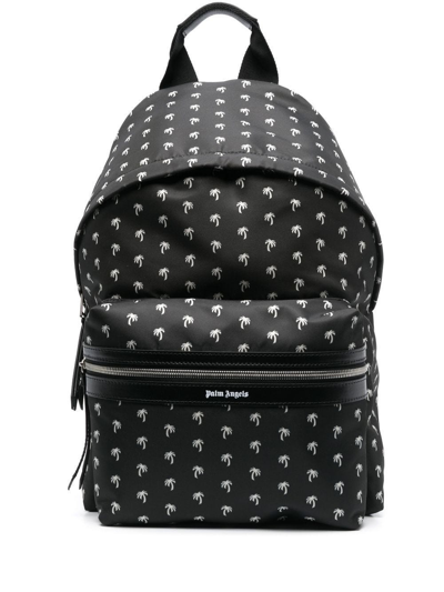 Shop Palm Angels Black Palm Beach Backpack With Print In Nero
