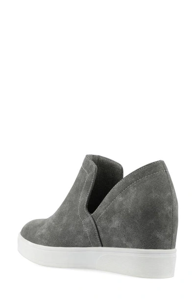 Journee Collection Collection Women's Cardi Wide Width Sneaker Wedge In Grey