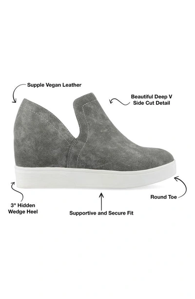 Journee Collection Collection Women's Cardi Wide Width Sneaker Wedge In Grey