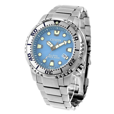 Pre-owned Citizen Promaster Bn0165-55l Marine Blue Dial Diver`s 200m Eco-drive Men Watch