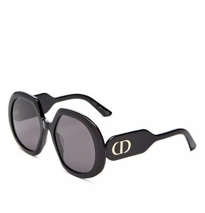 Pre-owned Dior Women's Bobby 56mm Round Sunglasses - With Box & Case - Black In Gray