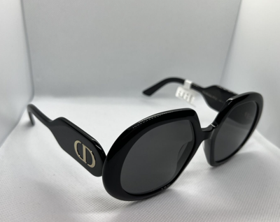 Pre-owned Dior Women's Bobby 56mm Round Sunglasses - With Box & Case - Black In Gray