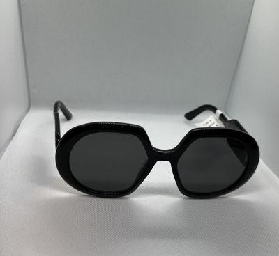 Pre-owned Dior Women's Bobby 56mm Round Sunglasses - With Box & Case - Black In Gray