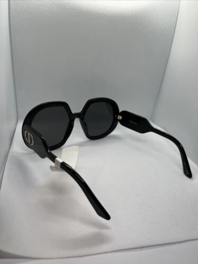 Pre-owned Dior Women's Bobby 56mm Round Sunglasses - With Box & Case - Black In Gray