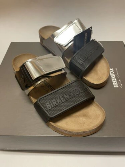 Pre-owned Rick Owens X Birkenstock Rotterdam Combo Sandals Black Silver Size 6 Us / 37 Eu