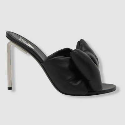 Pre-owned Off-white $1145  Women's Black Allen Bow Mule Heel Sandals Shoes Size Eu 40/us 10