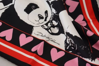 Pre-owned Dolce & Gabbana Dolce&gabbana Unisex Multicolor Scarf 100% Silk Panda Print Square Shawl Wrap