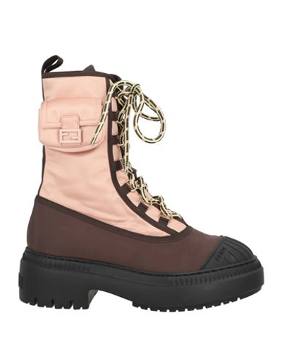 Shop Fendi Woman Ankle Boots Dark Brown Size 7.5 Textile Fibers, Nylon