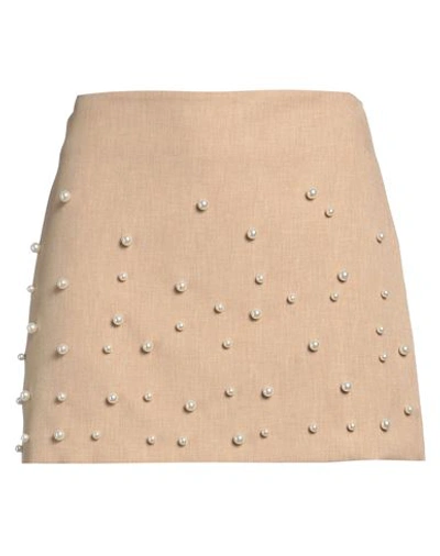 Vicolo Woman Mini Skirt Beige Size L Acetate, Viscose In Beige